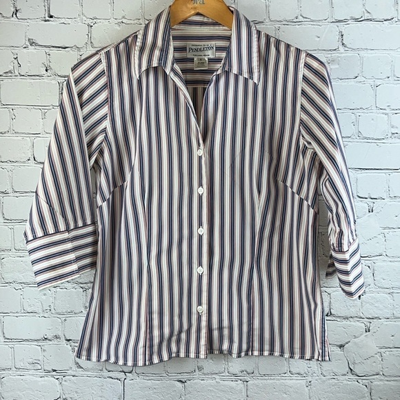 PENDLETON Cotton Striped Button Down Shirt Blouse Top, Size S - Picture 1 of 6
